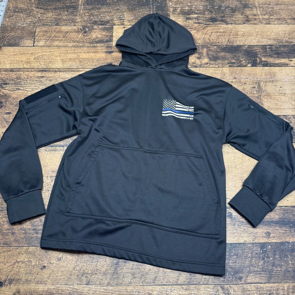 Rothco Tactical Hoodie Thin Blue Line Flag Pullover Kangaroo Pocket Small